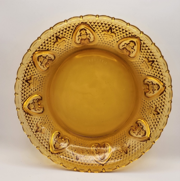 Accents Vintage Amber Kig Indonesia Glass Dish Pie Plate With